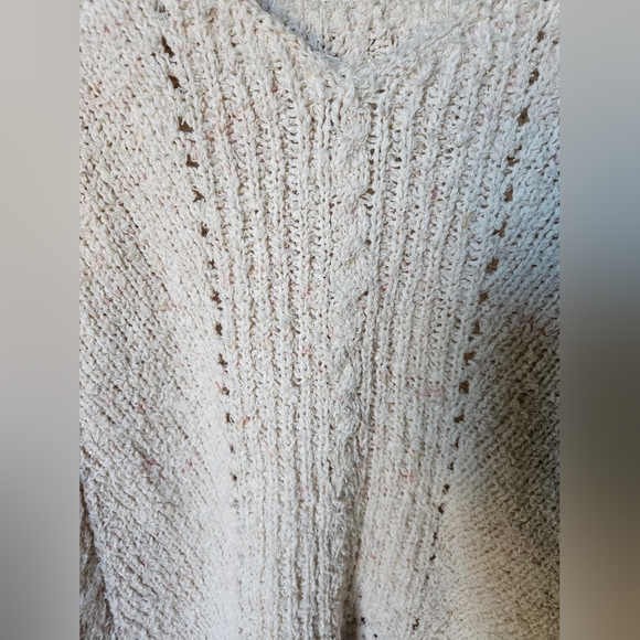 NWOT Anthropologie V-neck Pointelle Sweater Tank Ivory/ Multi MarbleLinen - Picture 14 of 14
